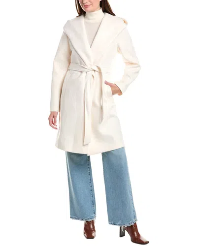 Frye Long Belted Coat In Ivory