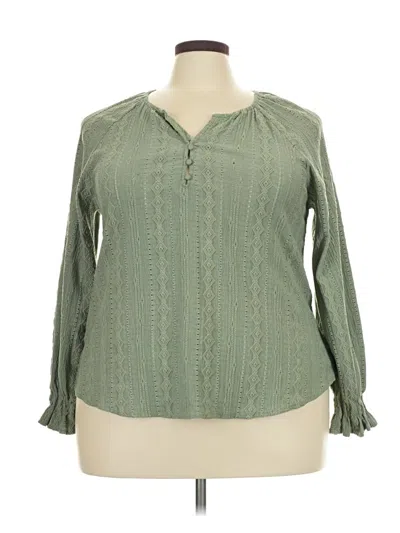 Pre-owned Frye Long Sleeve Blouse In Green