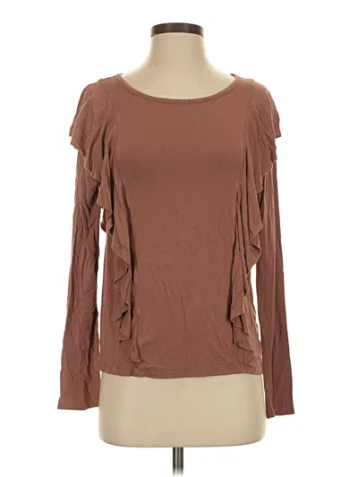 Pre-owned Frye Long Sleeve Top Brown Boatneck Tops