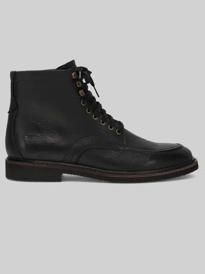 Frye Lowell Mid Lace-up Moc Toe Boots In Black