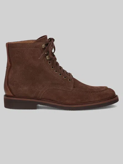 Frye Lowell Mid Lace-up Moc Toe Boots In Brown