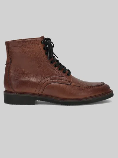 Frye Lowell Mid Lace-up Moc Toe Boots In Brown