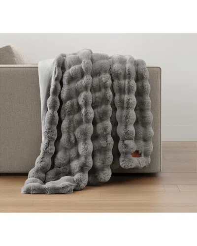 Frye Luxe Textured Heavyweight Fluffy Oversized Throw In Gray