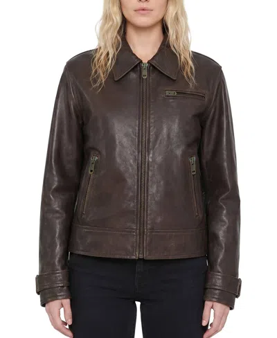 Frye Maeve Jacket In Dark Cognac In Gray