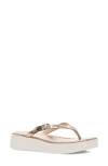 Frye Maya Buckle Platform Slide Sandal In Dark Gold