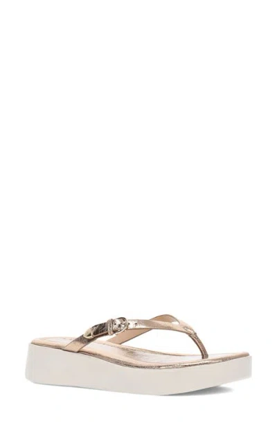 Frye Maya Buckle Platform Slide Sandal In Dark Gold