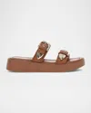 Frye Maya Double Buckle Slide Sandals In Dark Latte