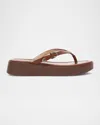 Frye Maya Leather Buckle Thong Sandals In Cinnamon