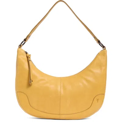 Frye Melissa Crescent Leather Hobo In Mustard