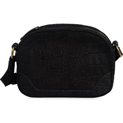 Frye Melissa Croc Embossed Camera Bag In Black