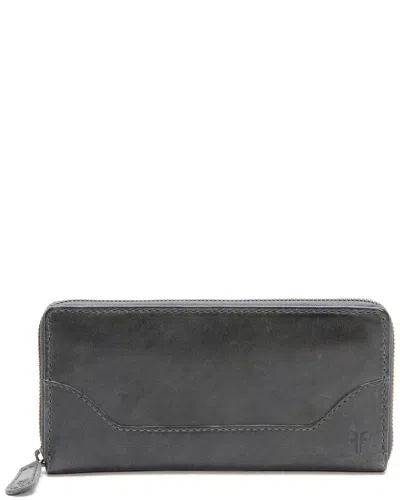 Frye Melissa Zip Leather Wallet In Grey