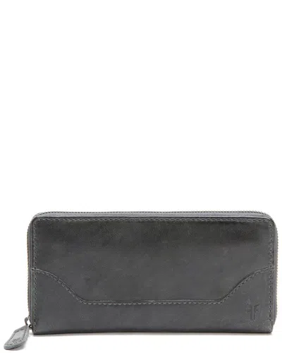 Frye Melissa Zip Leather Wallet In Grey