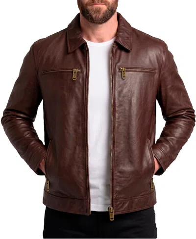 Frye Men's Blouson Genuine Leather Jacket In Dark Brown