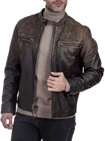 Frye Men's Caf Racer Leather Jacket In Brown
