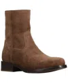 Frye Campus Suede Plain Toe Zip Boot In Brown
