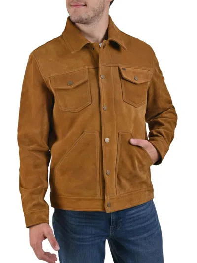 Frye Men's Leather Trucker Jacket In Brown