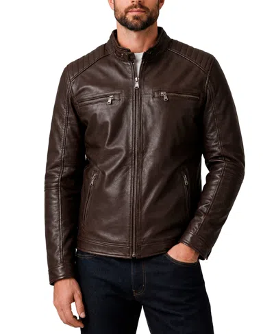 Frye Men's Moto Quilted Leather Jacket In Dark Brown
