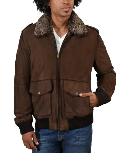 Frye Men's Suede Bomber Jacket With Vintage Finish In Dark Brown