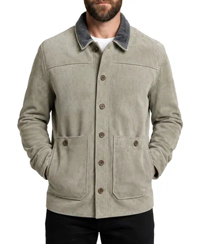 Frye Men's Vintage Genuine Leather Suede Shirt Jacket In Taupe