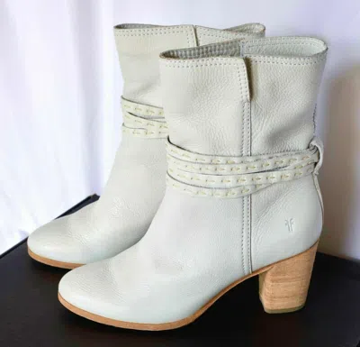 Pre-owned Frye Naomi Pickstitch Italian Leather Boots White Women's Size 9 $378