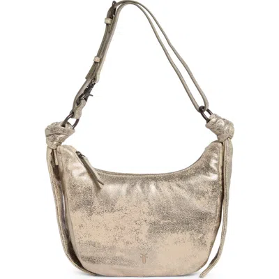 Frye Nora Knotted Metallic Leather Crossbody Bag In Cream Metallic