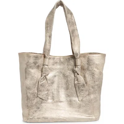 Frye Nora Knotted Strap Leather Tote In Cream Metallic