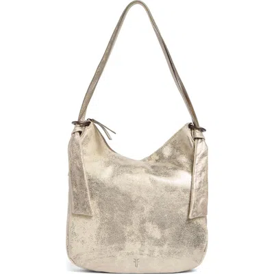 Frye Nora Leather Backpack Hobo In Cream Metallic