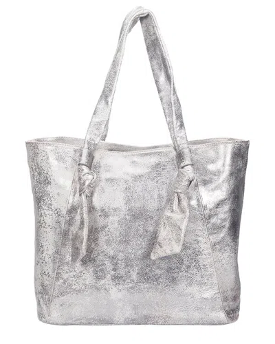 Frye Nora Leather Tote In Silver