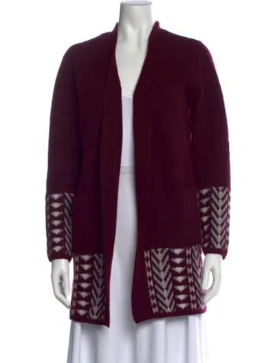 Pre-owned Frye Open Front Sweater In Burgundy