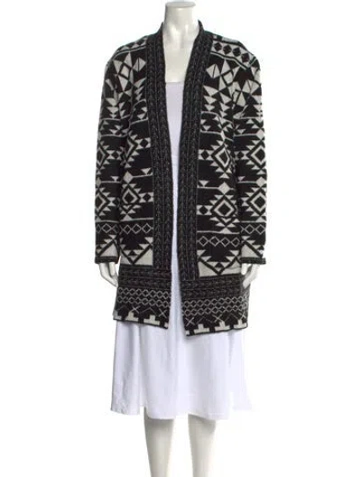 Pre-owned Frye Patterned Open Front Sweater In Black