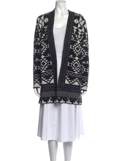 Pre-owned Frye Patterned Open Front Sweater In Black