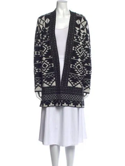 Pre-owned Frye Patterned Open Front Sweater In Blue