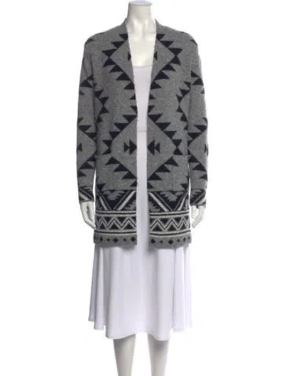 Pre-owned Frye Patterned Open Front Sweater In Grey