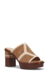 Frye Pipa Crochet Platform Sandal In Almond