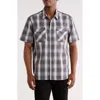 Frye Plaid Short Sleeve Dobby Button-up Shirt In Multi