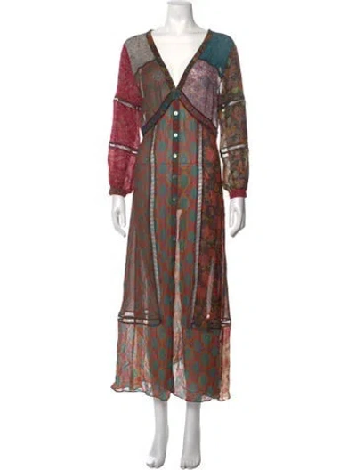 Pre-owned Frye Printed Long Dress In Multicolor