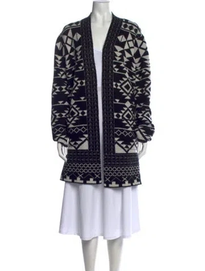 Pre-owned Frye Printed Open Front Sweater In Black