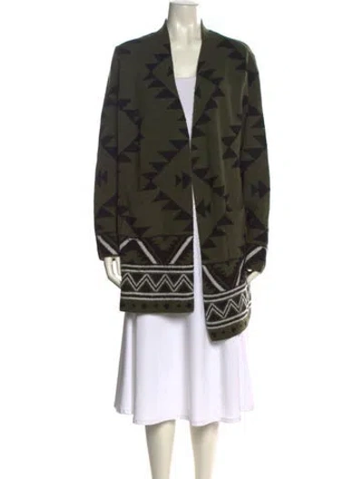 Pre-owned Frye Printed V-neck Sweater In Green