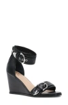 Frye Rachel Ankle Strap Wedge Sandal In Black