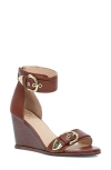 Frye Rachel Leather Buckle-cuff Wedge Sandals In Cinnamon