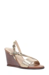 Frye Rachel Metallic Buckle Wedge Sandals In Dark Gold