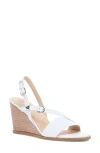 Frye Rachel Leather Buckle Wedge Sandals In White