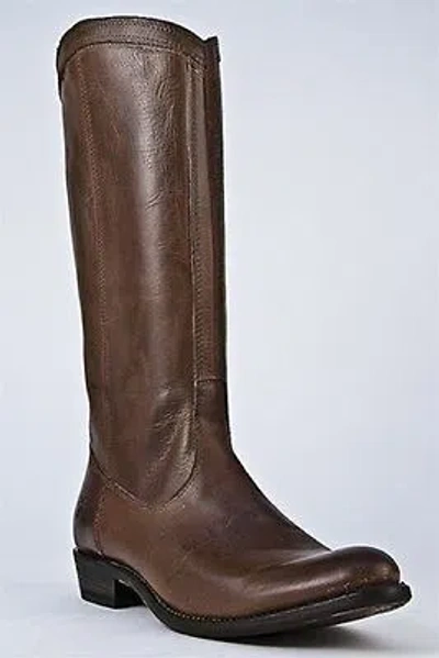 Pre-owned Frye Rider Pull On Leather Fashion Mid-calf Boots 77359 Cognac Women Riding In Brown