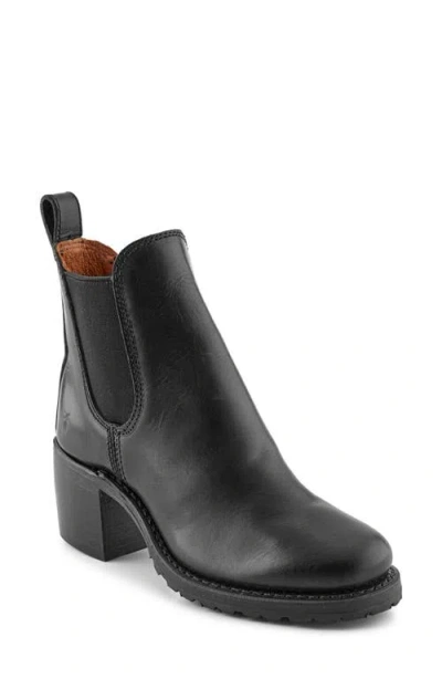 Frye Sabrina Block Heel Chelsea Boot In Black - Phoenix Leather