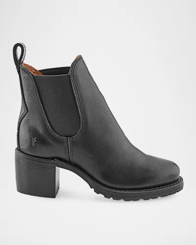Frye Sabrina Leather Chelsea Boots In Black