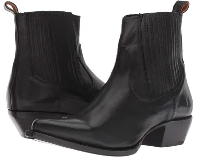 Frye Sacha Boots Women's Us 9.5 Black Leather Block Heel Ankle Bootie Zpo1299