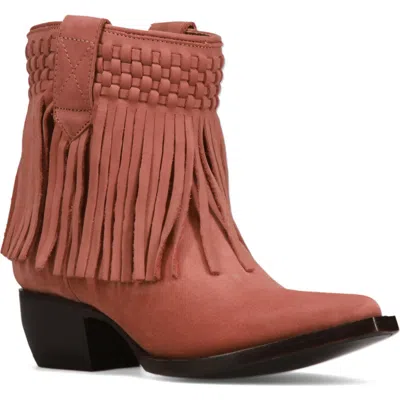 Frye Sacha Fringe Western Bootie In Brown