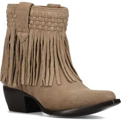 Frye Sacha Fringe Western Bootie In Taupe