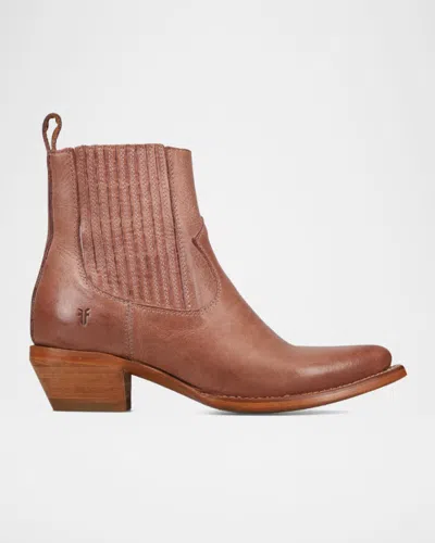 Frye Sacha Leather Western Chelsea Booties In Woodrose