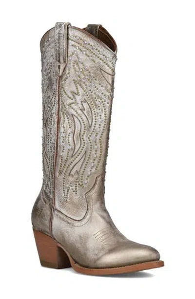 Frye Shelby Studded Western Boot In Gold
